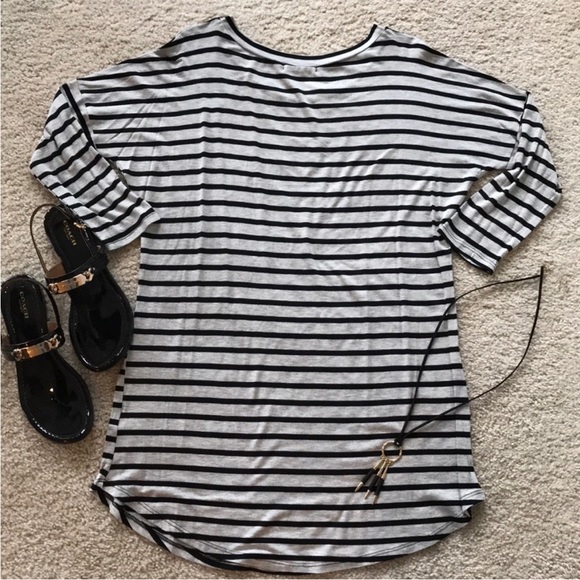 Black & Grey Striped Tunic/T Shirt Dress - Picture 5 of 5